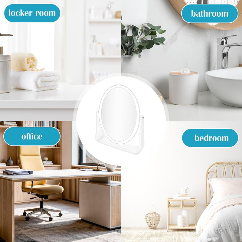 A AIKOOL 5X Magnifying Travel Mirror, Double Sided 1X/5X Stand Up Makeup Mirror for Desk, 360° Swivel Tabletop Design