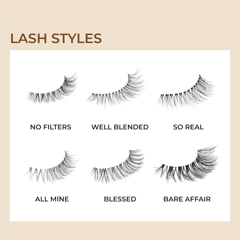 KISS False Eyelashes Multipack - 'Bare Affair' 12mm | Superfine Band, Reusable & Comfortable Strip Lashes (4 Pairs)