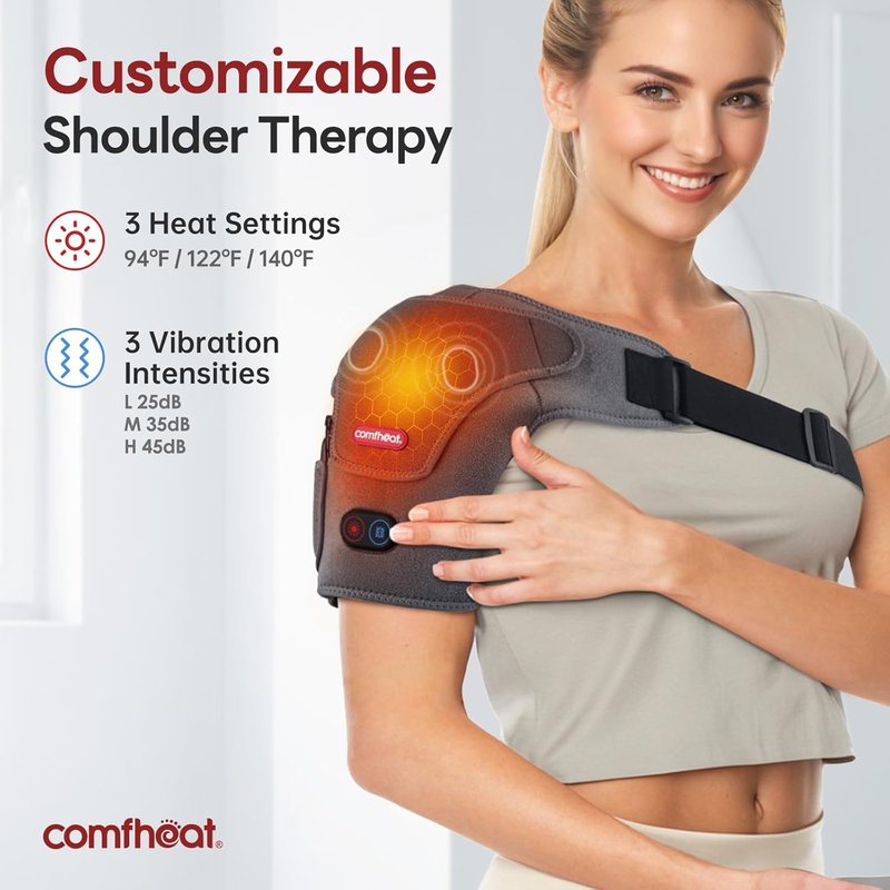 Skiennix Cordless Shoulder Heating Pad - Vibration Massage for Pain Relief | 5000mAh Battery, 1-3H Hot Compress