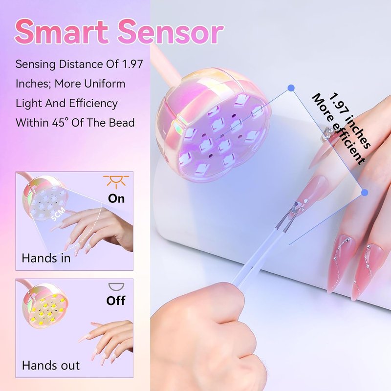 Makartt UV LED Nail Lamp - Cordless Gooseneck Light with Auto Sensor & 4 Timer Settings | Fast Curing in Glazed Pink