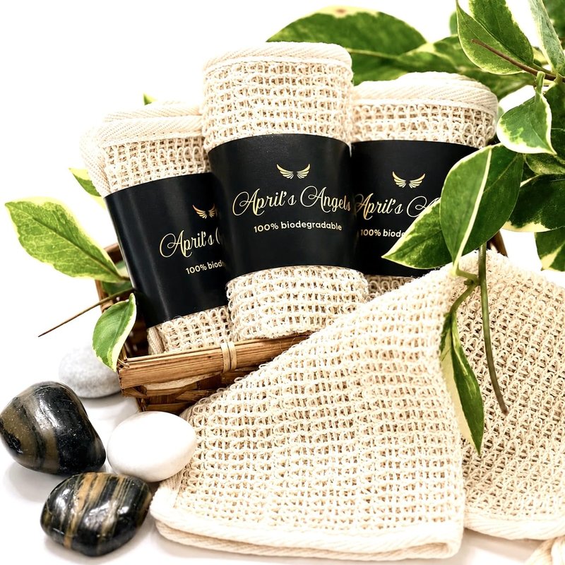 100% Natural Sisal Washcloth. Gentle Exfoliation for Smoother Skin. Durable & Reusable for Face & Body. 100% Biodegradable. Removes Dead Skin Cells and Dirt (3 Pcs)