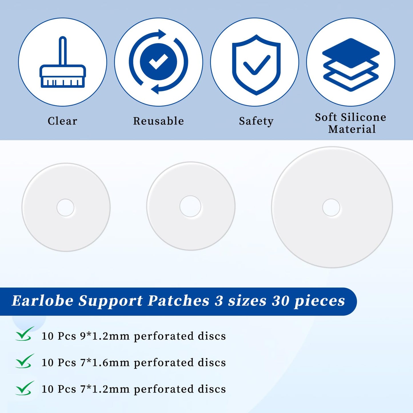 Giantree 30Pcs Clear Piercing Disc, Silicone Perforated Disc for Piercing Bump, 7/9 mm Earring Supports for Keloids Healing Pads Belly Button Piercing Kit Nose Piercing Bump Treatment(30pcs)