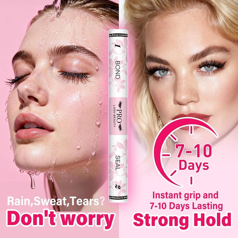 ProLashBeauty Lash Cluster Glue - Upgraded 2-in-1 Black Bond & Clear Seal | Waterproof, Strong Hold, 10ml