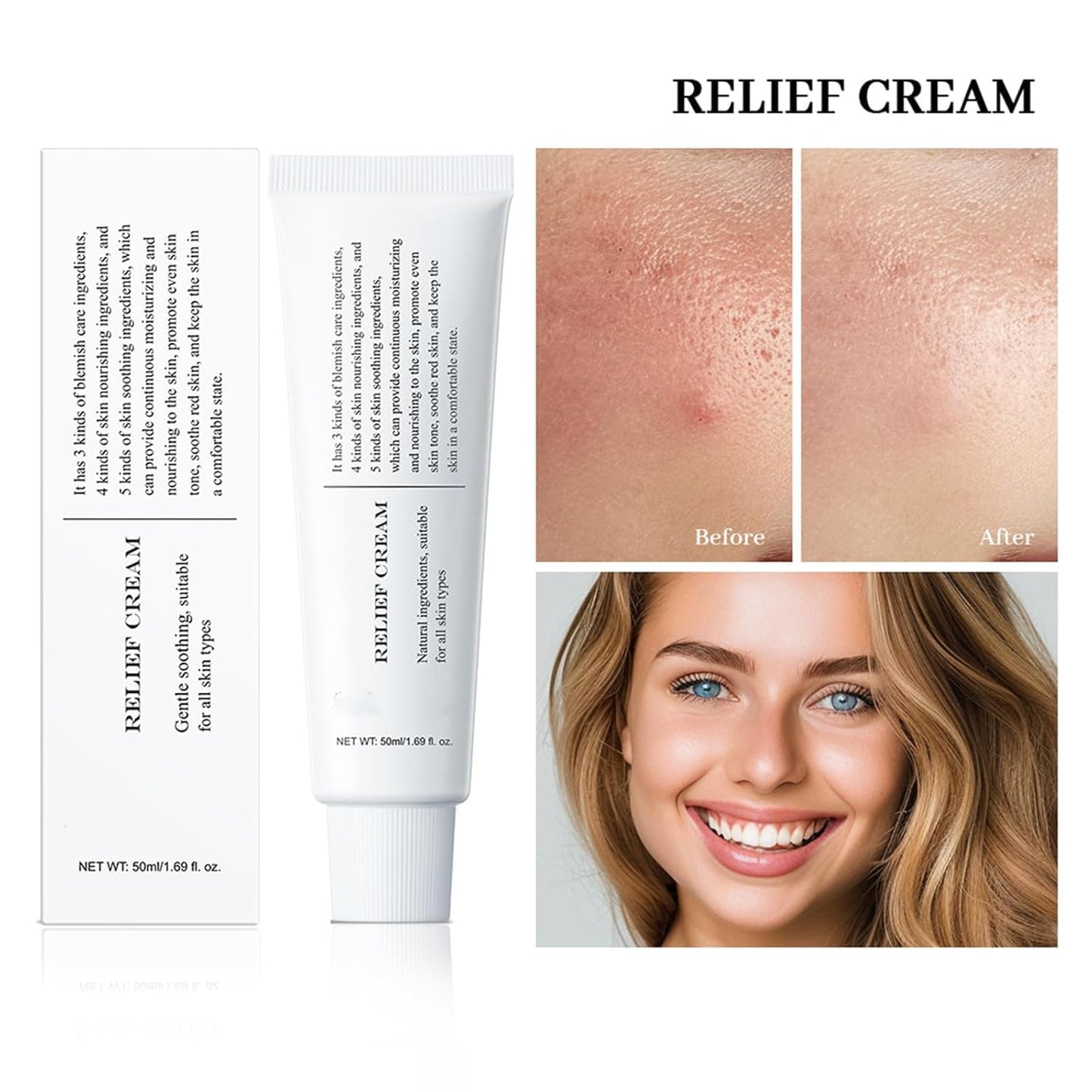 Virularty Relief Cream, Intensive Repair Cream, Soothing Moisturizer Lasting Hydration Facial Moisturizer, Hydration, Korean Skin Care 2 Pes