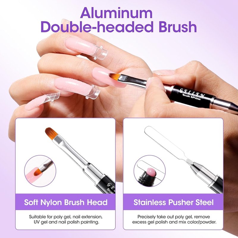 Gellen Slip Solution for Polygel Nails - 473ml Anti-Stick Liquid with Pump Bottle | Nail Brush Included