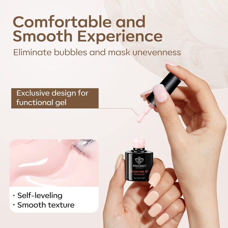 modelones Gel Polish Builder Nail Gel, Base Colors 8-in-One Jelly Caramel Brown Nude Pink Clear Builder Nail Gel Polish for Hard Extension Rubber Lamp Cured 6 Colors