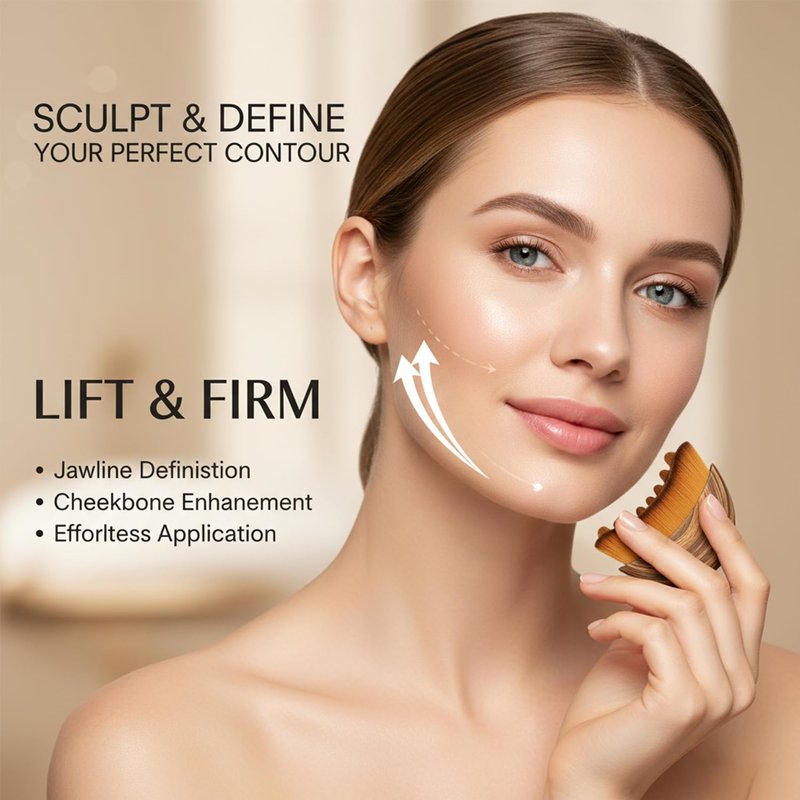 Kojiva Lymphatic Face Brush, Lymphatic Contour Face Brush Curved, Facial Lymphatic Drainage Massager Brush for Sculptingm, Reduce Puffiness & Double Chin Reducer, Improves Skin Glow & Absorption