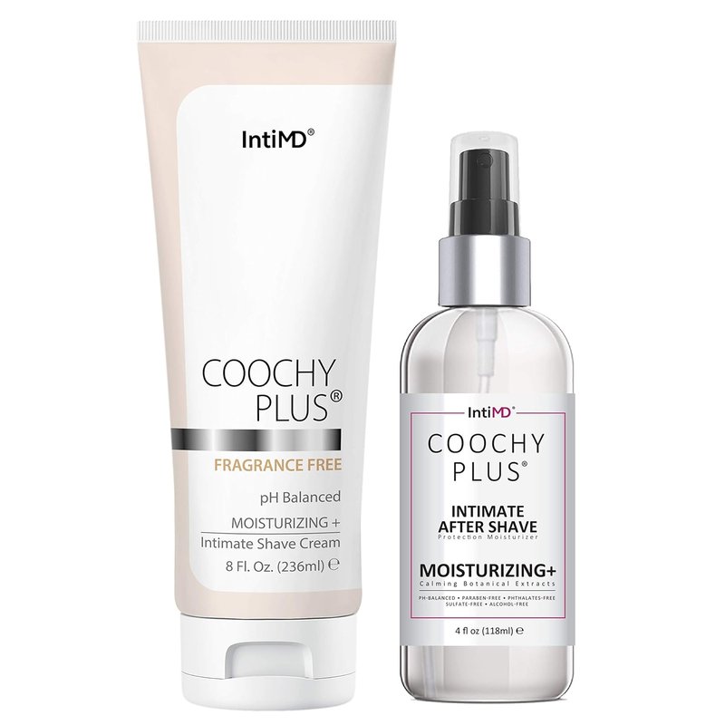 IntiMD Coochy Plus Intimate Shaving Kit - Antioxidant Formula for Razor Burns & Ingrown Hairs | Fragrance-Free Cream & Mist