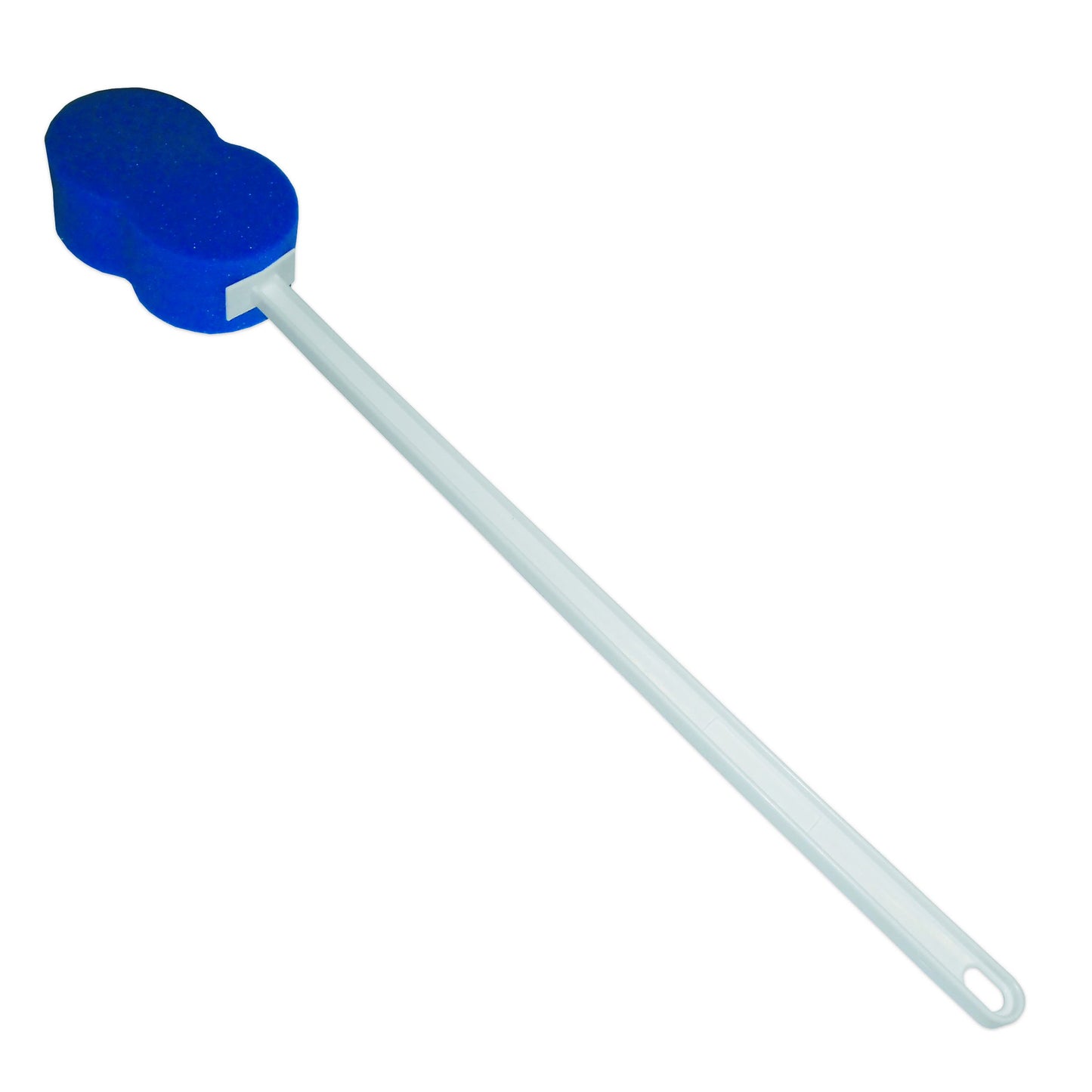 Rehabilitation Advantage Long Handle Bath Sponge – 18" Extra Long Handle with Soft Blue Hourglass Sponge (4.5" x 2") | Personal Hygiene & Mobility Aid for Seniors, Disabled, Limited Reach