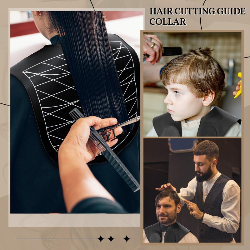 2 Pcs Hair Cutting Guide Collar Silicone Hair Dye Collar Waterproof Cutting Cape for Hair Stylist Rubber Neck Wrap Hair Cutting Pad Guide with Guidelines for Barber Shop Salon Hairdressing, Black
