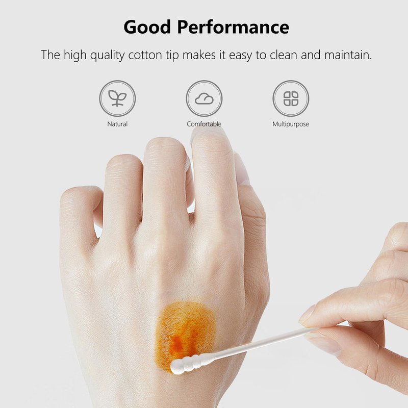 1000pcs Tiny Cotton Buds, with Round & Spiral, Suitable for Baby Ear Nose Clean,Cosmetics,Personal Hygiene