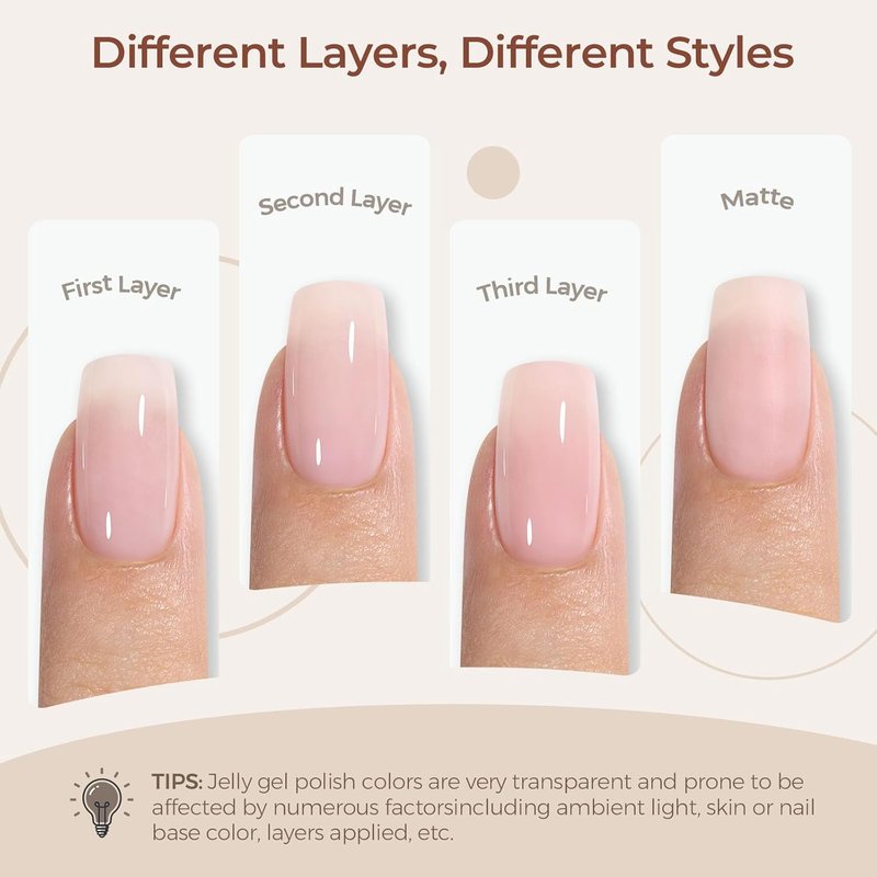 AILLSA Milky Pink Gel Nail Polish Natural Nude Jelly Gel Polish Light Color Translucent Nude Polish Sheer Pink Neutral Nails Soak Off U V Gel for French Manicure Nail Salon at Home 0.51 Fl Oz/GB90