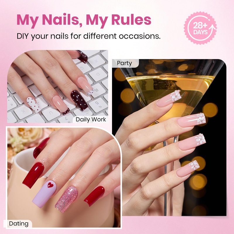 Beetles Gel Nail Tips Flat-X - Square Medium, 160pcs 16 Sizes, Pre-Etched Half Matte Full Cover Soft Acrylic False Nail Tips Clear Press on Easy DIY Extension Salon for Flat & Natural Nail Beds