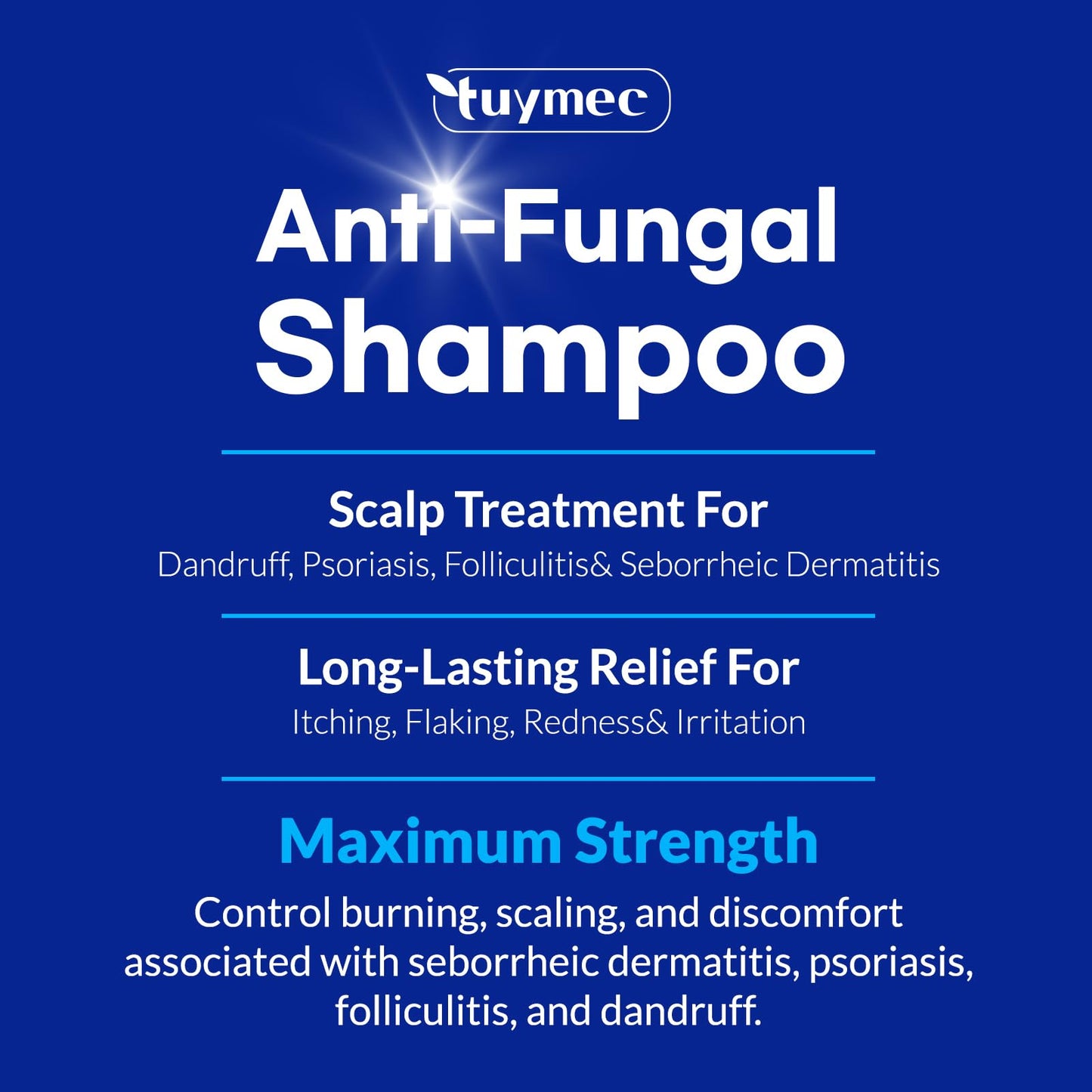 Tuymec Psoriasis Shampoo, Seborrheic Dermatitis Folliculitis Shampoo, Anti-Fungal and Anti-Dandruff for Men and Women 300ml x 2pcs.