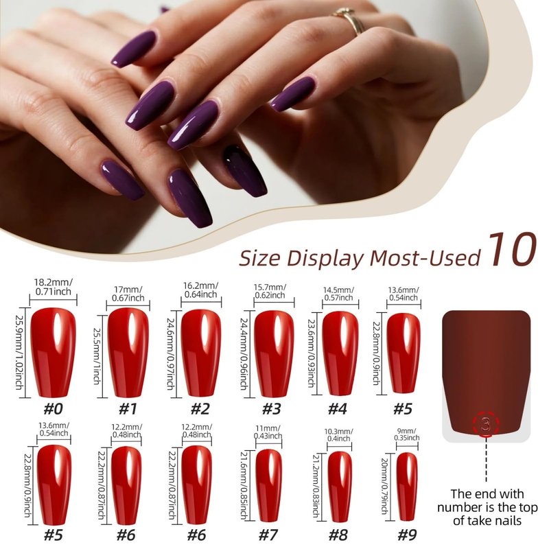 12 Colors Coffin Press on Nails Set Glossy Fake Nails Medium False Nail Pure Color Glue on Nails Reusable Artificial Acrylic Nail Solid Color Full Cover Stick on Nail for Women Girls Manicure 288Pcs