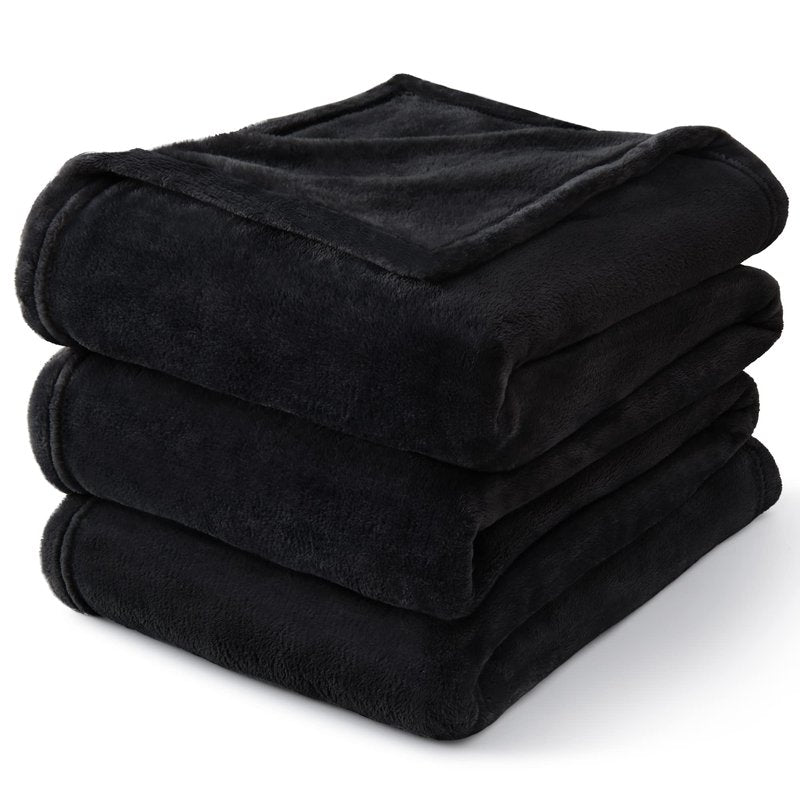 BEDELITE Fleece Blanket Black Throw Blankets for Couch & Bed, Luxury Plush Cozy Fuzzy Blanket 50x60 inches, Super Soft Warm Lightweight Throw Blanket for Travel Camping