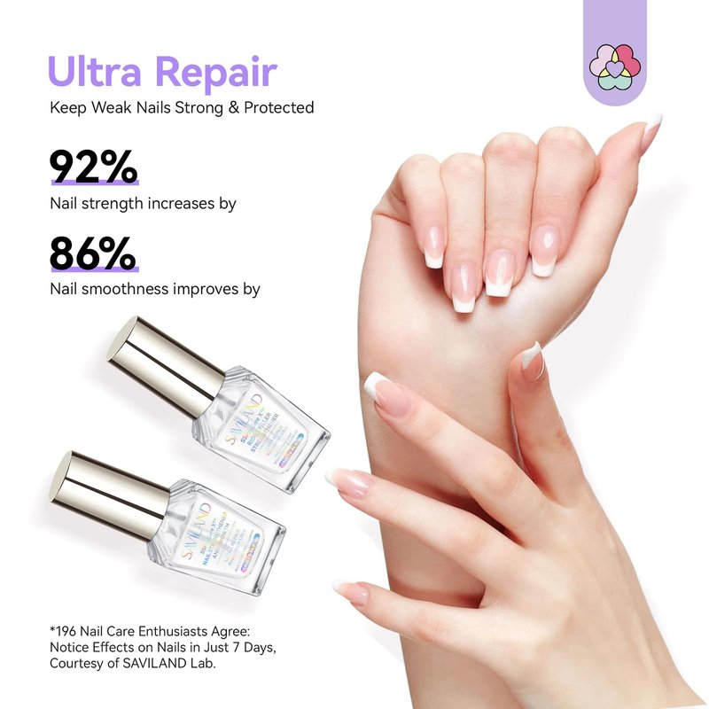 SAVILAND 3-in-1 Nail Strengthener Kit: Ultra Repair Nail Growth and Strengthener with Vitamin E Castor Oil Nail Strengthener for Damaged Nails Care Kit for Repairing Nourishing Weak Brittle Nail Home