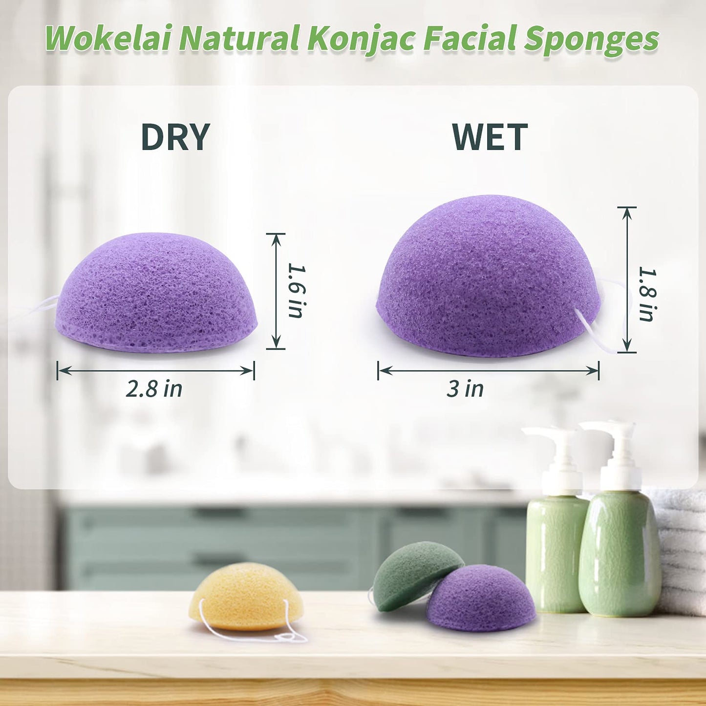 Konjac Facial Sponges for Cleansing Exfoliating - Konjac Face Sponge for Washing Face Body, Natural Cleaning Puff Buff Scrubber for Shower Bath SPA for Babys Men Women