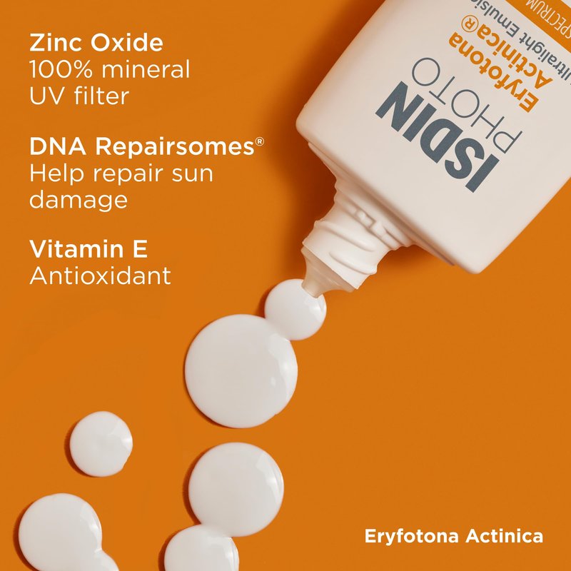 ISDIN Eryfotona Actinica SPF 50+ (1.7 Fl Oz) | Mineral Sunscreen for Face with Zinc Oxide | 100% Mineral UV Filters | No White Cast, Suitable for Sensitive Skin, Dermatologist Recommended