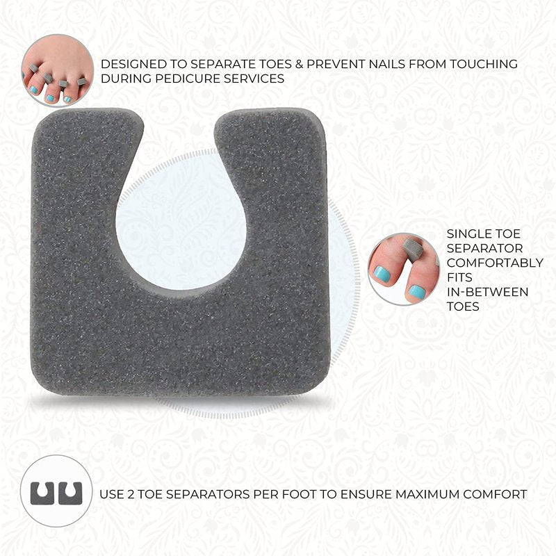 ForPro Professional Collection Sole Toe, Luxurious Foam, Individual Toe Separators for Pedicures, Cool Grey, 144-Count