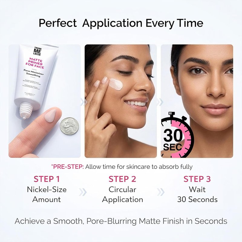 Elizabeth Mott Thank Me Later Face Primer - Mattifying Makeup Base for Smooth, Poreless Skin - Lightweight, Long-Lasting, 30g