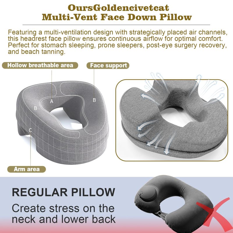 Skiennix Face Down Pillow - Comfortable Massage Headrest for Prone Sleeping | Ideal for Recovery