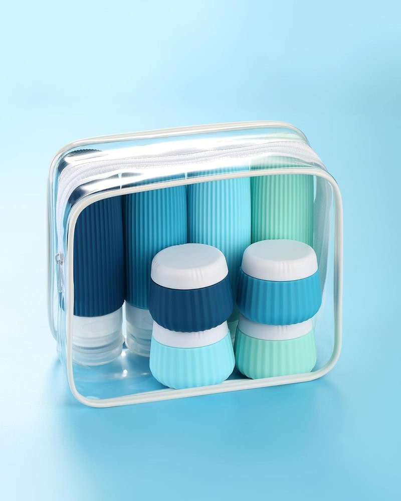 Mrsdry Travel Bottles - TSA Approved 3 oz Silicone Containers for Toiletries | 8 Pack with Clear Bag
