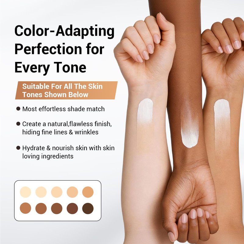 Color Changing Foundation Instantly Adapts to Your Skin Buildable Light-to-Full Coverage, Hydrating Liquid Concealer for Lightweight, Long-Lasting, Natural Dewy Finish Face Makeup