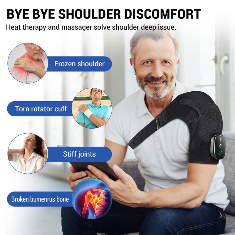 ERHIVORA Shoulder Heating Pad with Massage, FSA Eligible Items List, Heated Shoulder Wrap for Pain Cordless, HSA Approved Products Only