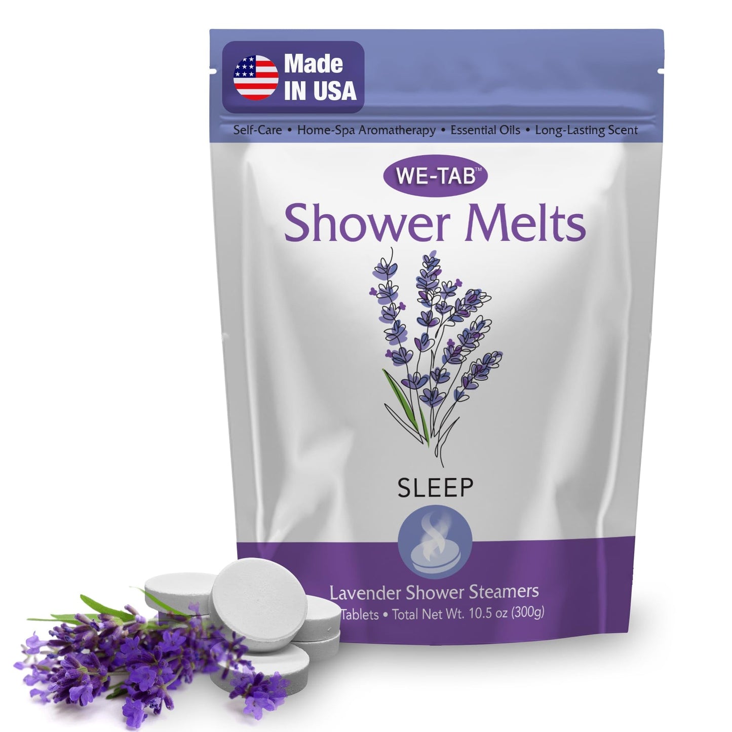 Shower Steamers 10-pk with Essential Oil Aromatherapy to Unwind and Sleep, Long Lasting Lavender Scent, No Stain or Artificial Dye, for Relaxation, Stress Relief and Self Care Gift for Everyone!