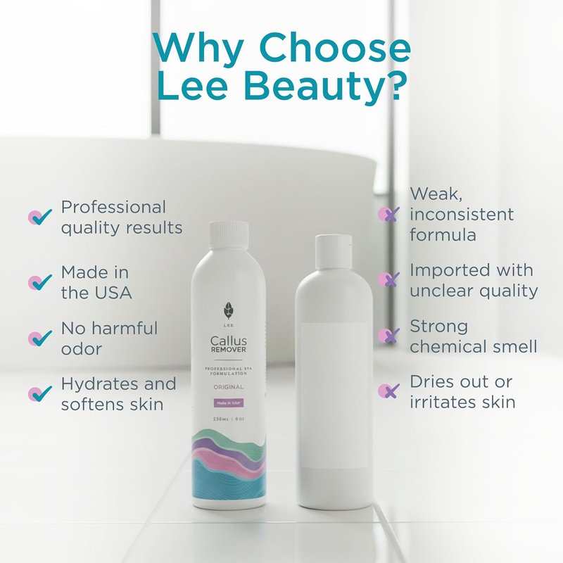 **Lee Beauty 8oz Professional Gel Callus Remover - Fast-Acting Formula for Cracked Heels & Dead Skin**