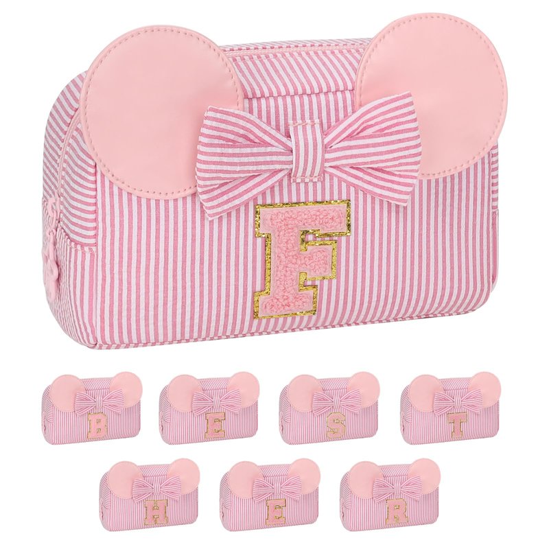 Initial Makeup Bag for Girls, Cute Makeup Bag Small Cosmetic Bag Travel Make Up Organizer Pouch, Birthday Gifts for Girls 4 5 6 7 8 9 10 11 12 13 14 15 Years Old, Teen Girls Gifts Trendy Stuff