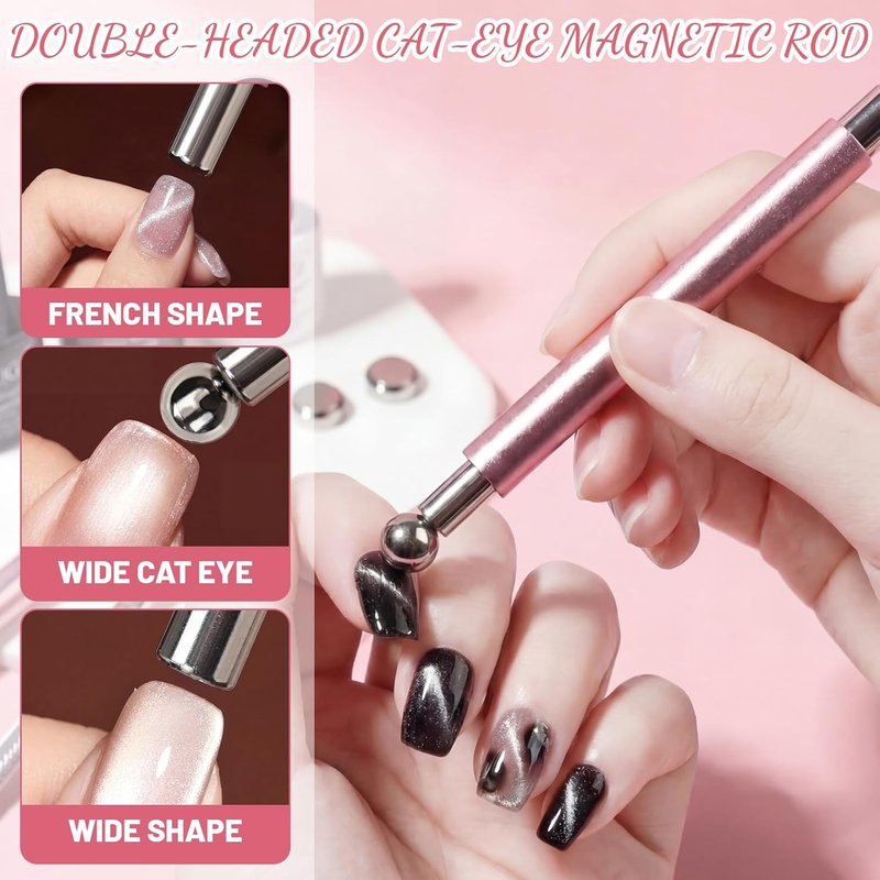 Cat Eye Magnet Set - 6 Pcs Nail Magnet Tool for DIY Gel Polish Art | Bunny & Heart Designs