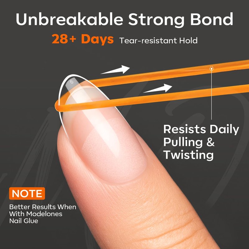 modelones Extra Short Oval Gel Nail Tips, 360pcs Pre-etched Clear Round Fake Nails Press On Full Cover Half Matte 15 Sizes Acrylic Gel Tips for Extension Salon