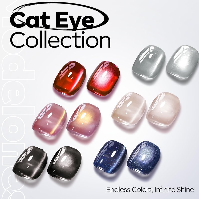 modelones Cat Eye Gel Nail Polish, Silver White Glitter Gel Polish with Magnet 9D Holographic Clear Crystal Nail Polish Soak Off UV Shimmer Polish 15ML