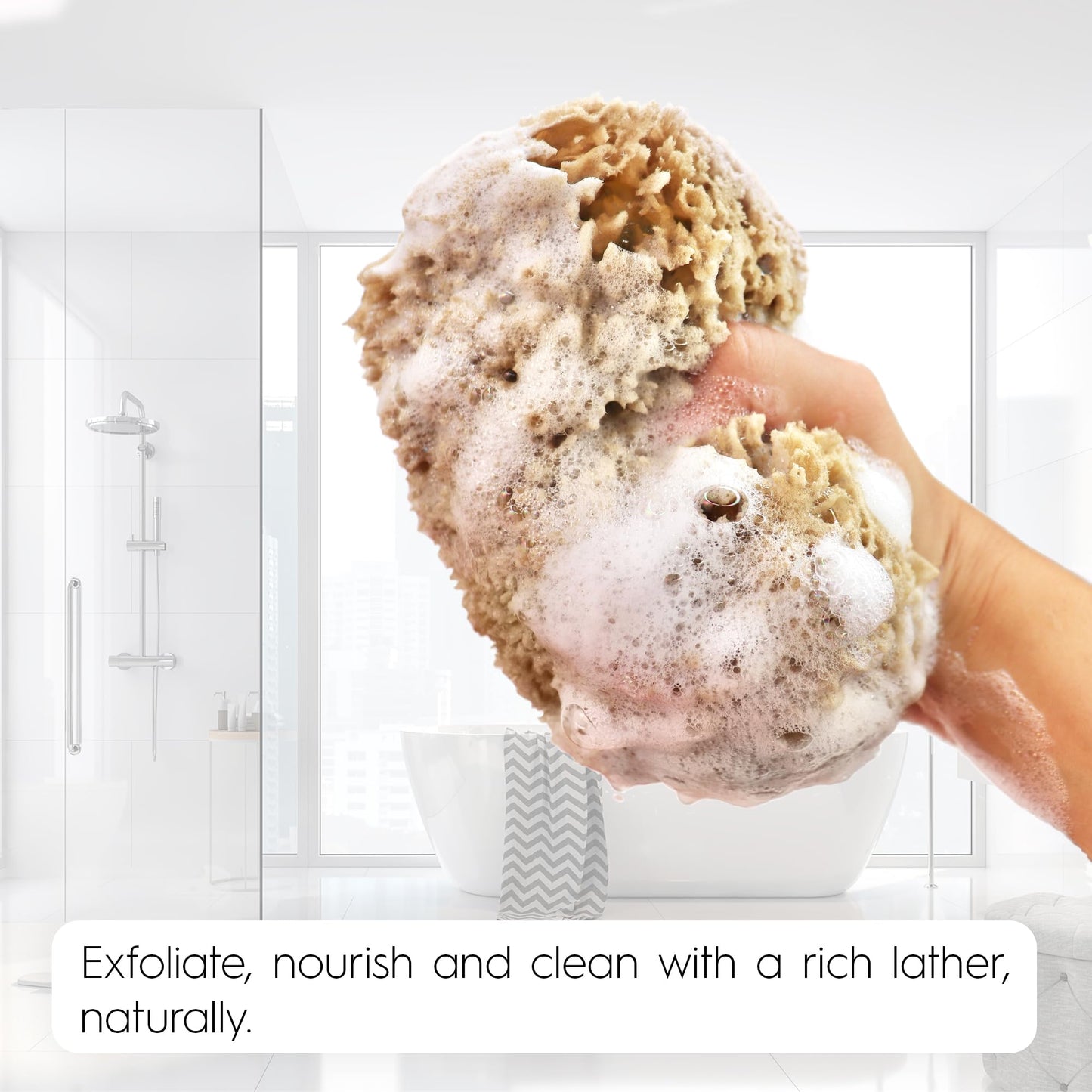 Naroa Exfoliating Natural Sponge for Shower X Large | Bath Sea Loofah for Healthy Skin | Unbleached Bathing Body Scrubber Puff | Plastic Free