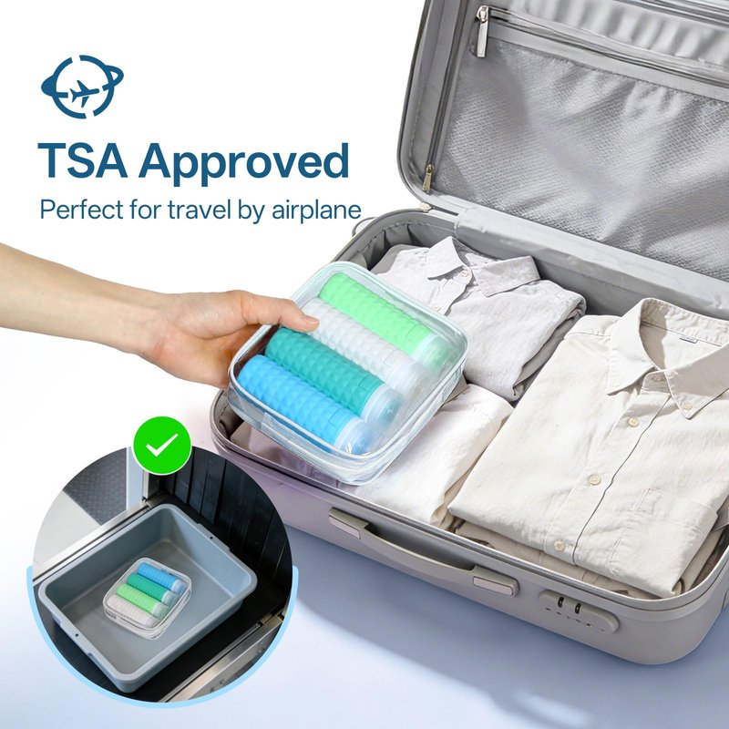 Firstfooby Travel Bottles for Toiletries, TSA Approved Travel Size Containers, Leak Proof Silicone Shampoo Bottles, Small Toiletry Containers with Clear Bag for Shampoo Conditioner Lotion