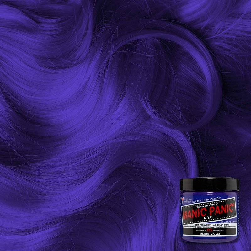 MANIC PANIC Classic Ultra Violet Semi Permanent Hair Color - Blue-Toned Purple Hair Dye for Women & Men That Lasts 4-6 Weeks - Vegan, Ammonia & Cruelty-Free - Create & Mix Custom Shades (4oz / 3pk)