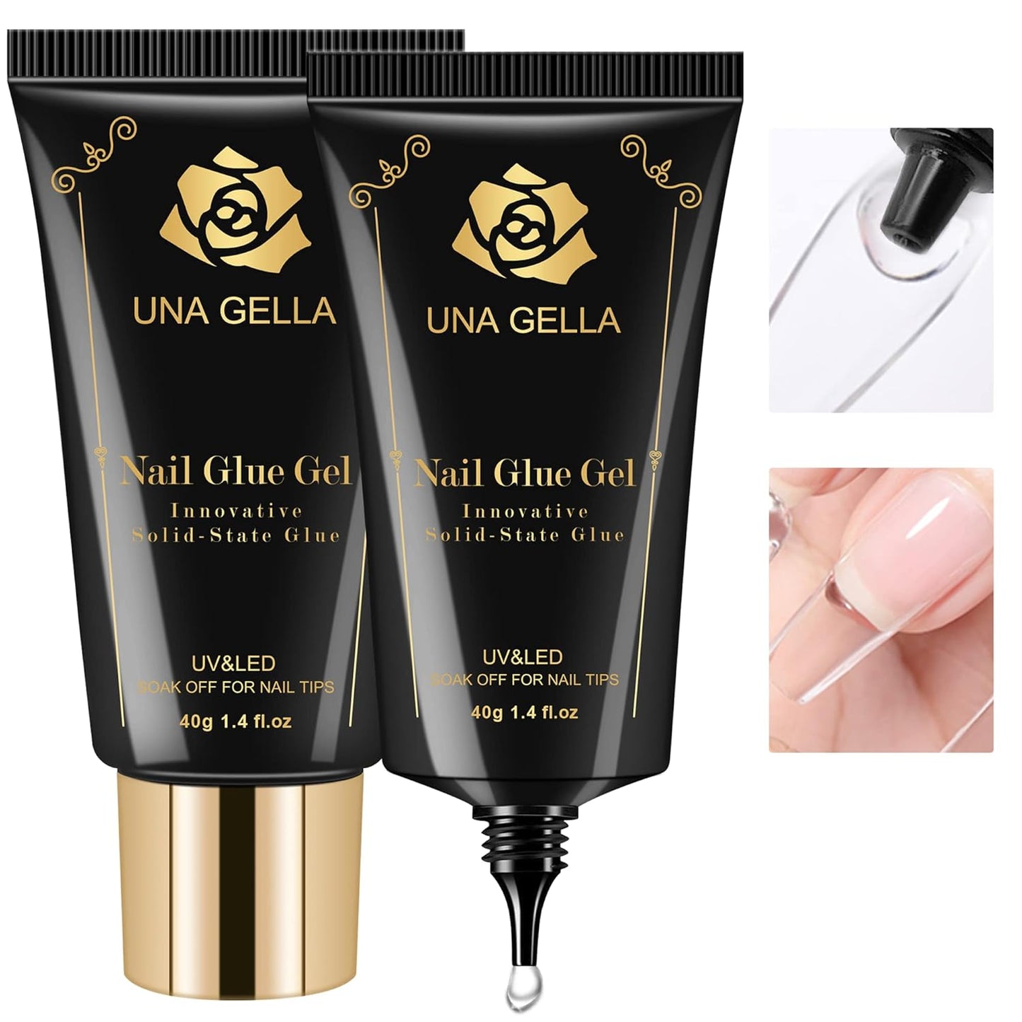 UNA GELLA Gel Nail Glue - Super Strong UV Curing Formula for Acrylic Nail Tips | 80g Size