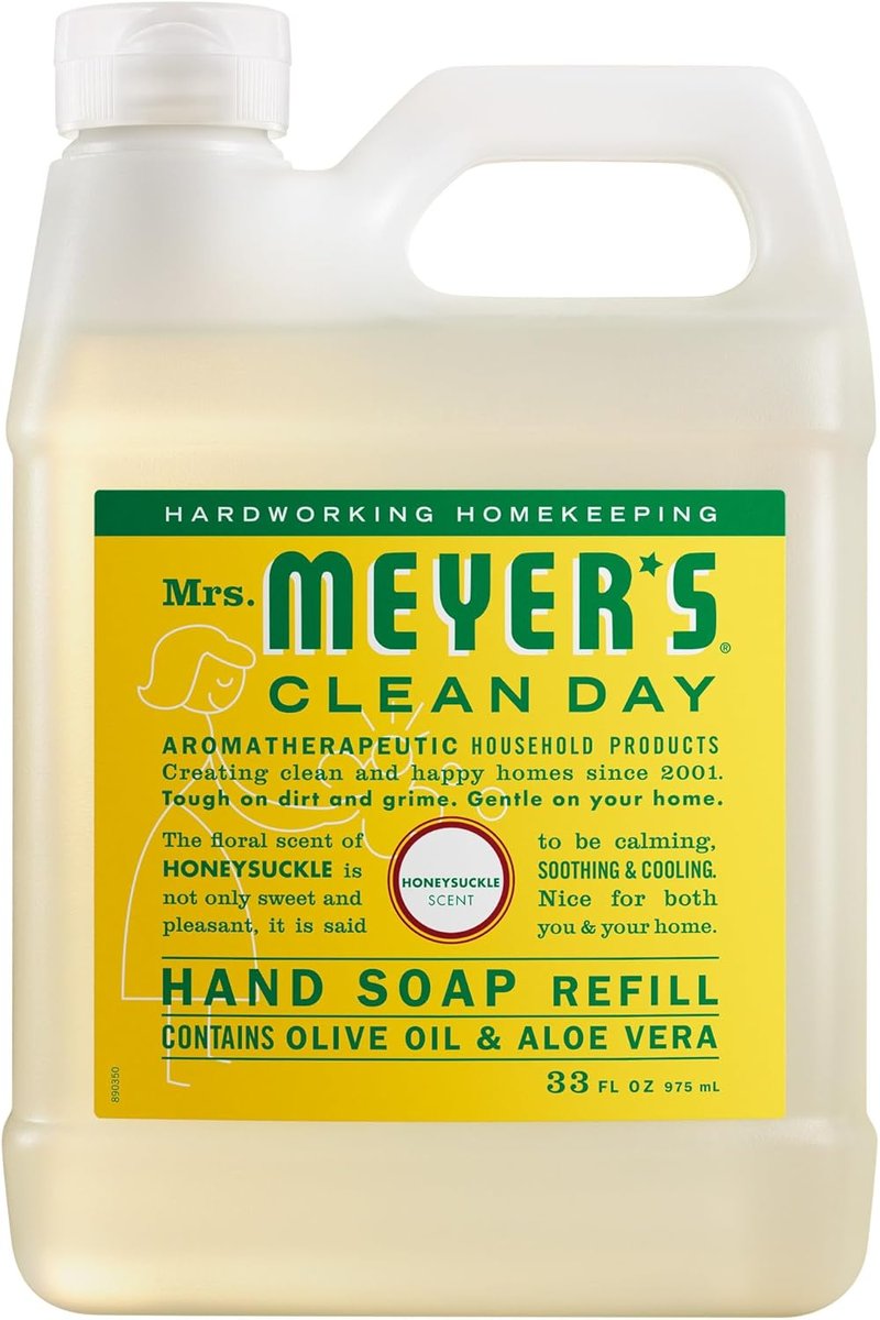 Mrs. Meyer's Liquid Hand Soap Refill - Honeysuckle Scent | 33 Oz Eco-Friendly Formula