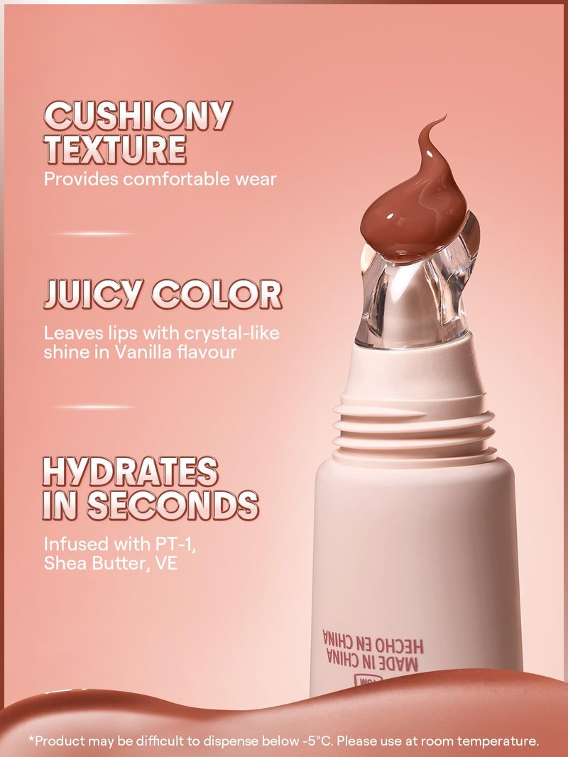 SHEGLAM Crystal Glaze Moisturizing Lip Gloss Hydrating Jelly Long Lasting Waterproof Plumping Lip Gloss-Vanilla Biscotti