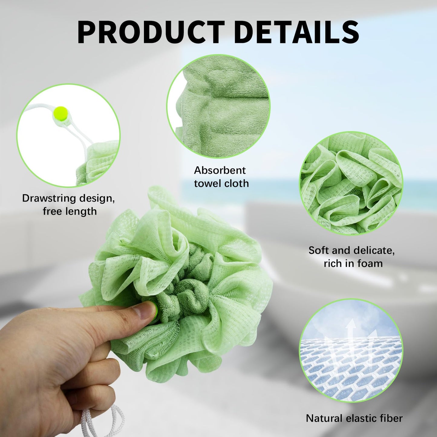 2 in 1 Loofah Cloth 2PCS Soap Bar Loofah, Remove the Cuticle, Clean and Smooth Skin, Suitable for Bath Shower