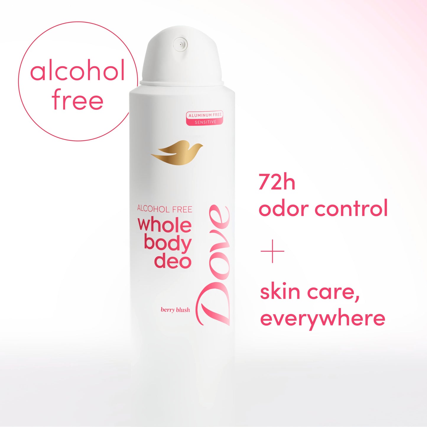 Dove Whole Body Deo Alcohol Free Deodorant Spray for Women Berry Blush 4 oz