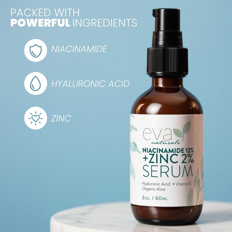 Niacinamide 12% Serum for Face w/Zinc & Hyaluronic Acid – Vitamin B3 & E Pore Minimizer for Dark Spot Corrector, Even Skin Tone, Oil Control, Brightening & Hydrating for Women, 2 Fl Oz