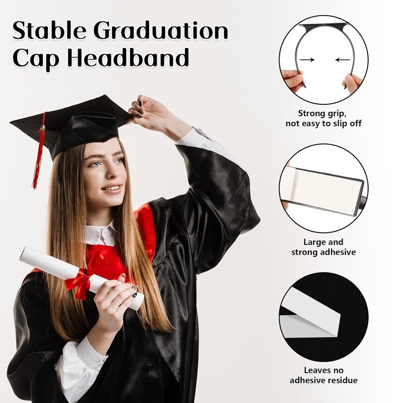 Graduation Cap Headband - Anti-Fall Hair Accessory for Graduates | Keeps Hairstyle Secure