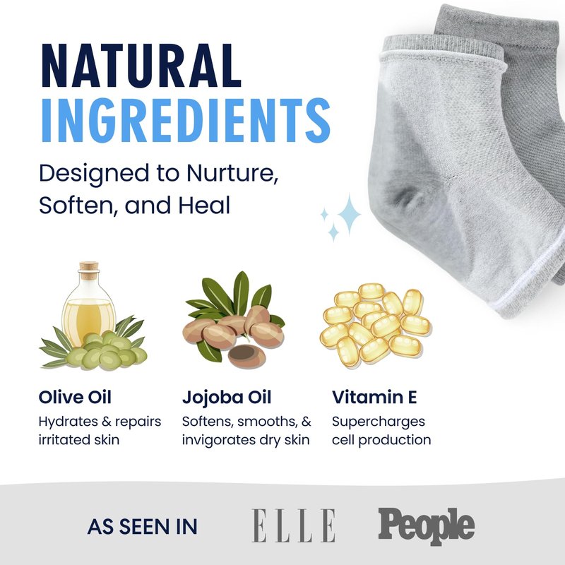 Dr. Frederick's Moisturizing Heel Socks - Olive Oil & Vitamin E Infused for Dry Cracked Heels | 2 Pairs