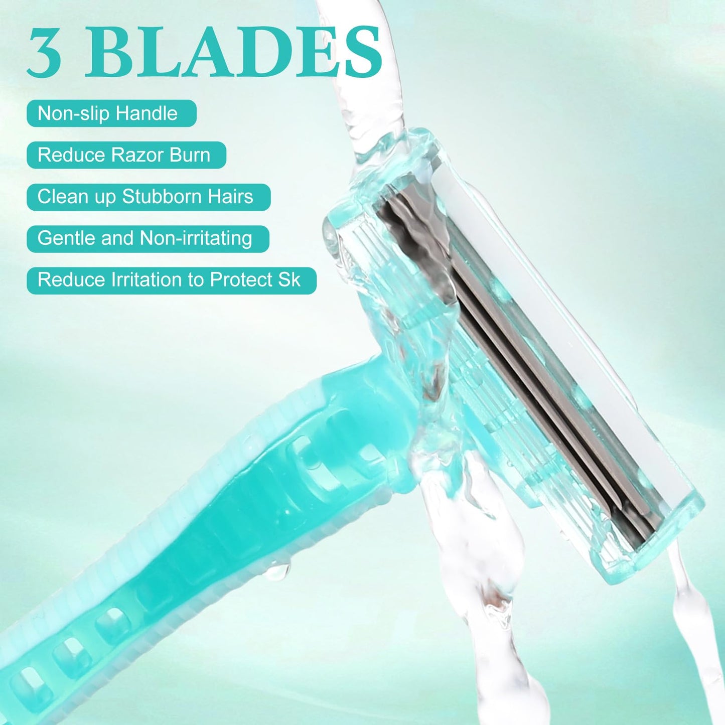Leriton 36 Count Women's Disposable Razors Bulk 3 Blade Razors For Women Shaver For Women Sensitive Skin Comfortable Shave For Bathing Hotel Travel