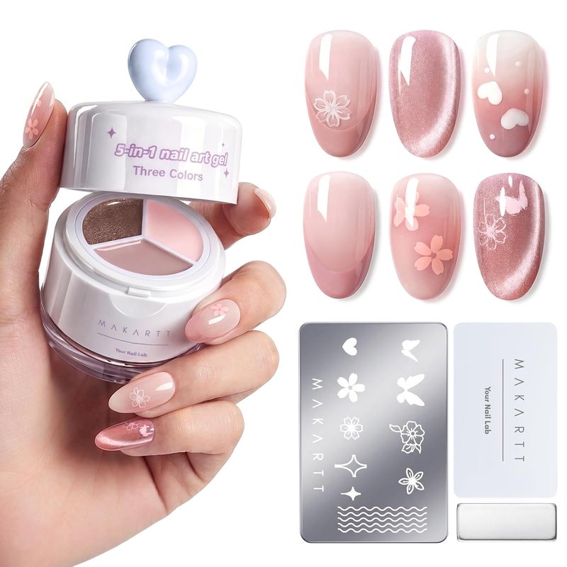 Makartt ColorPot 5-in-1 Nail Art Gel - No Wipe Gel Polish in 3 Colors for DIY Nail Designs