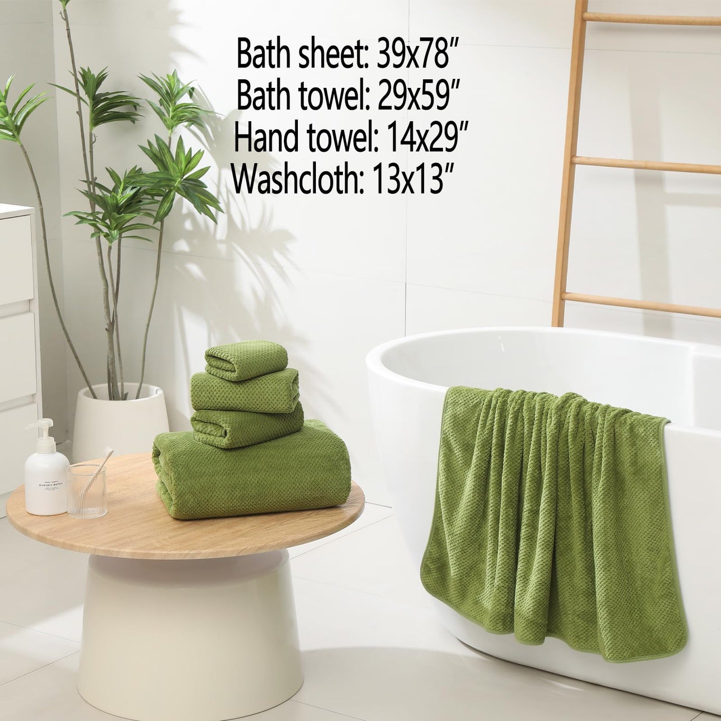 YTYC Towels, 39x78 Inch Oversized Bath Sheets for Adults Luxury Extra Large Bath Towels Sets of 6 Super Soft Shower Towels for Bathroom Microfiber 80% Polyester (Sage Green,6)