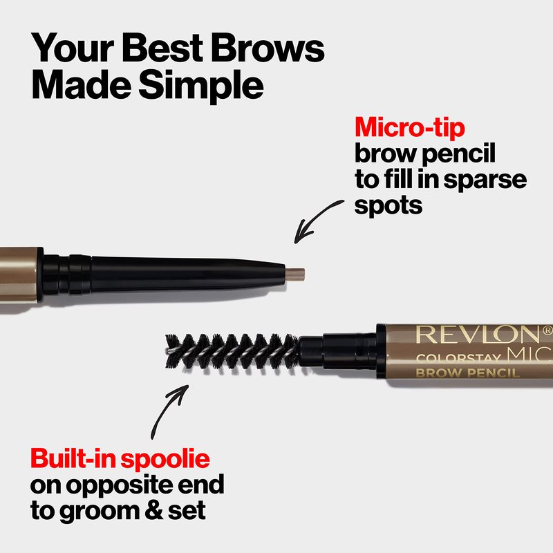 Revlon ColorStay Micro Eyebrow Pencil with Built In Spoolie Brush, Infused with Argan and Marula Oil, Waterproof, Smudgeproof, 450 Blonde, 0.003 oz